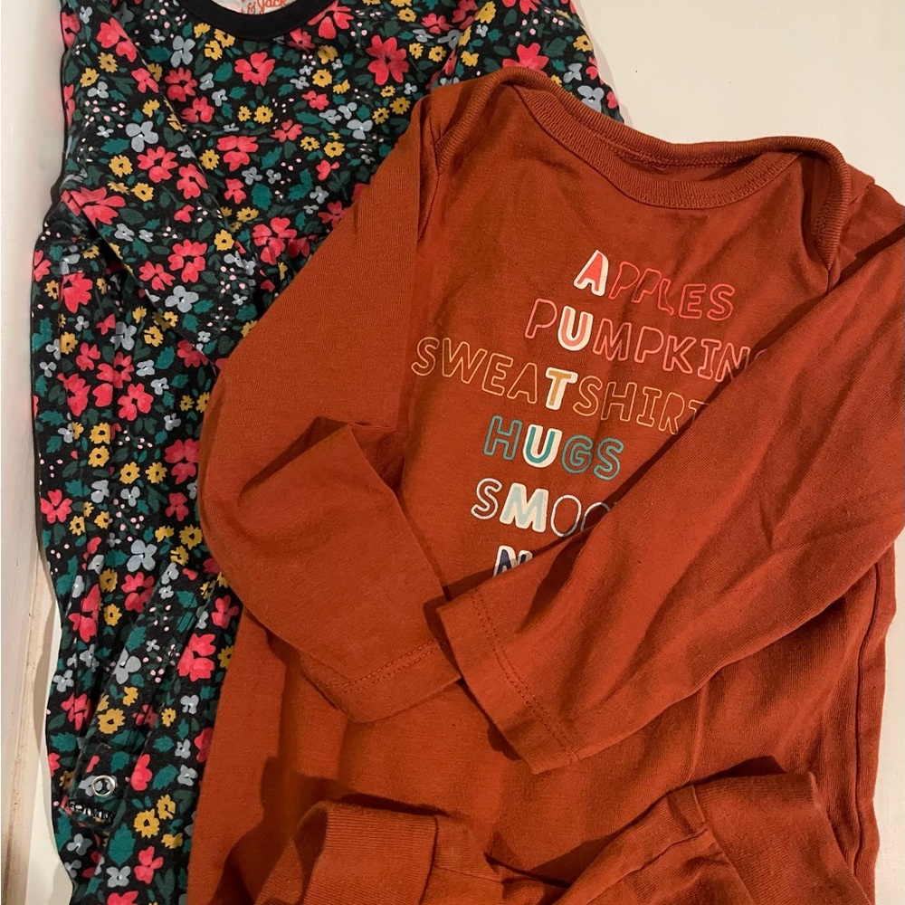 Floral and Rust Baby Onesies